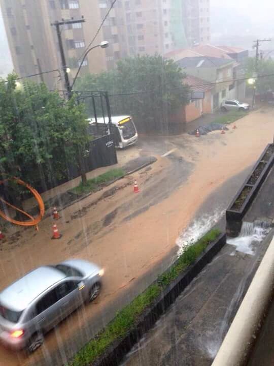 Chuva volta a provocar alagamentos no Centro de Poços