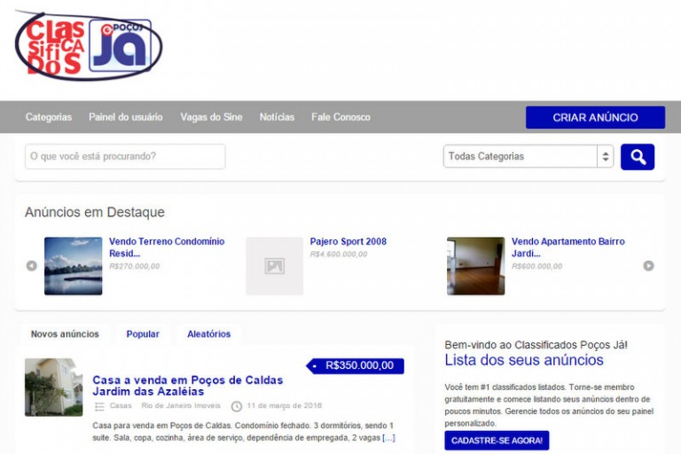Poços Já lança site de classificados gratuitos