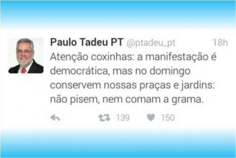 “A vítima sou eu”, diz Paulo Tadeu após declaração polêmica no Twitter