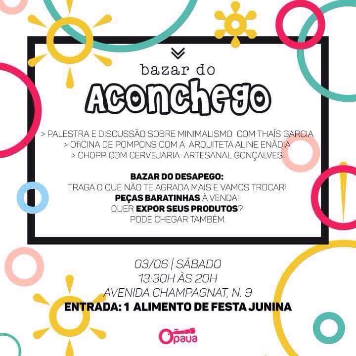 Bazar do Aconchego acontece neste sábado