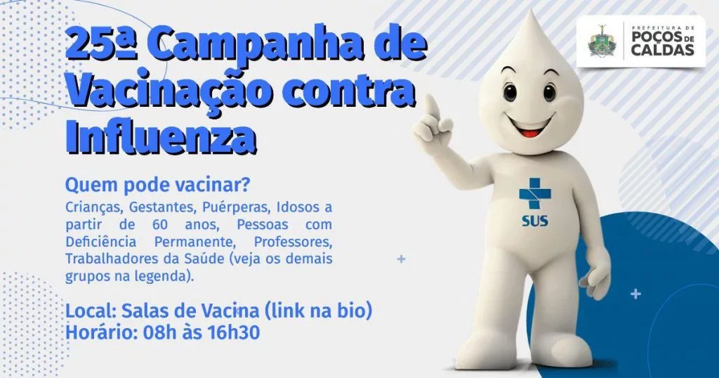 Vacinação contra gripe tem início em Poços nesta segunda-feira