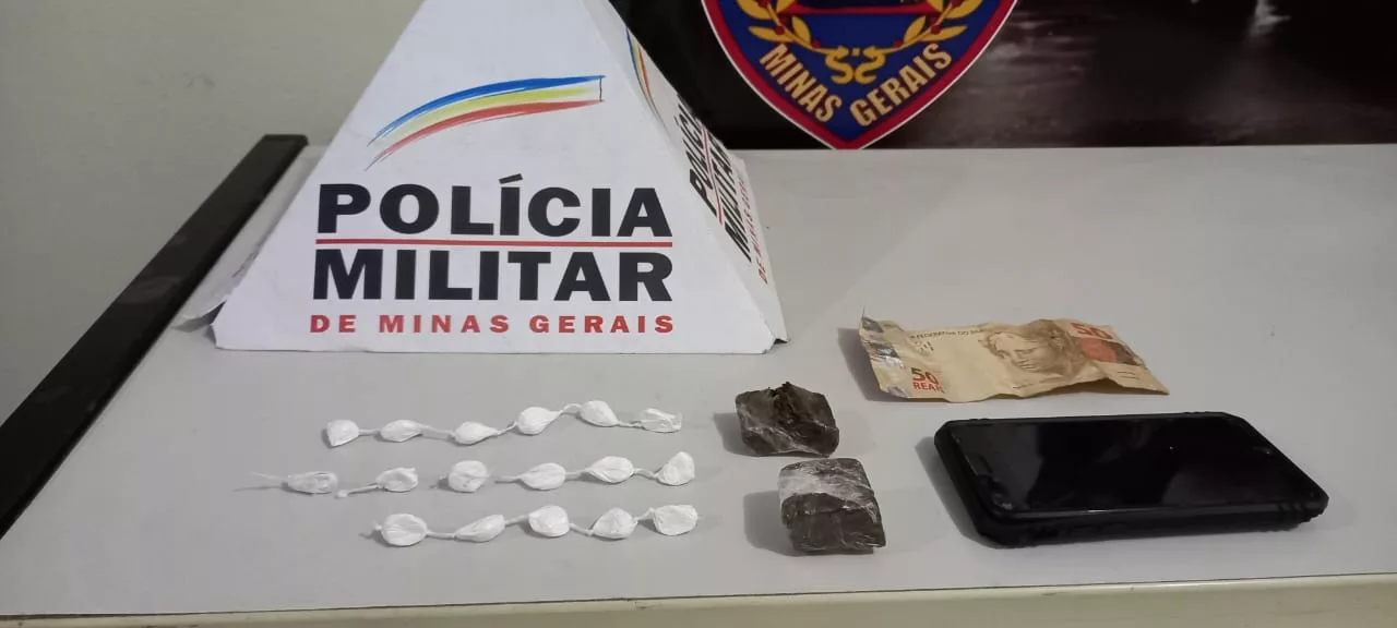 Jovem é flagrado com drogas depois de dirigir em zigue-zague no Centro de Poços