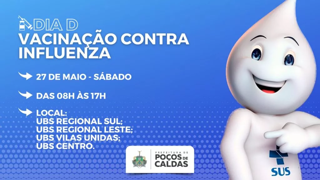 Dia D de vacinação contra gripe acontece neste sábado em Poços
