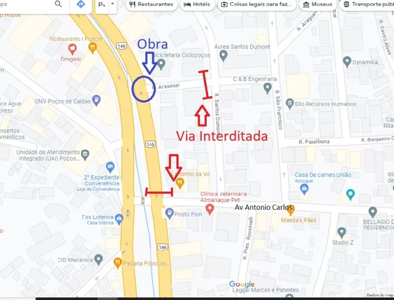 Avenida Santo Antônio está parcialmente interditada hoje