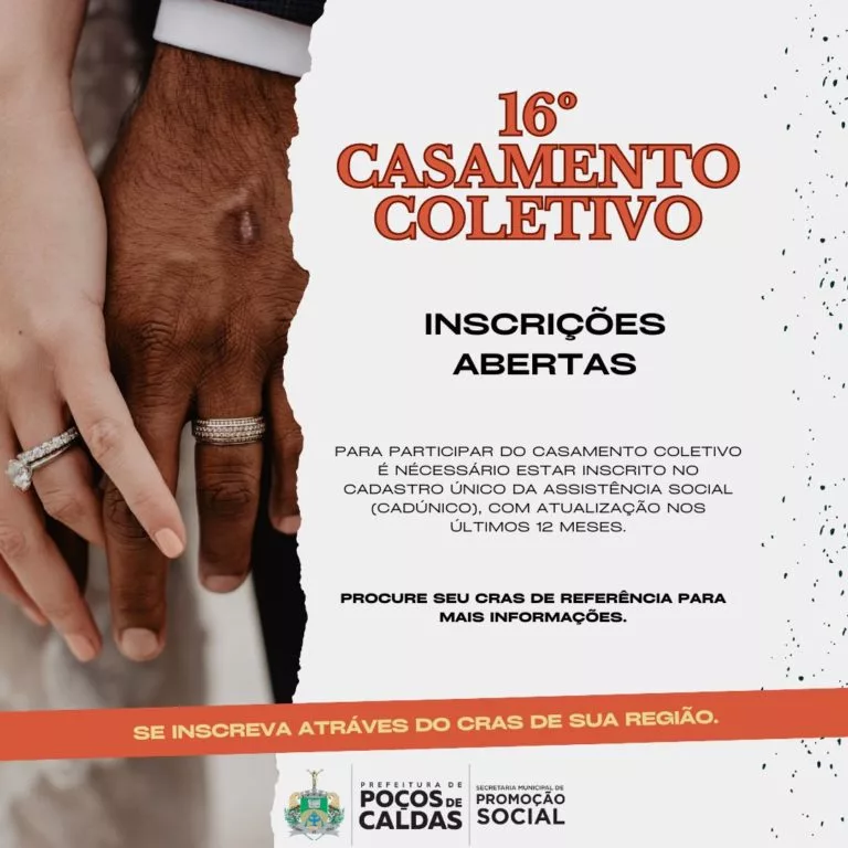Seguem abertas as inscrições para o Casamento Coletivo 2023