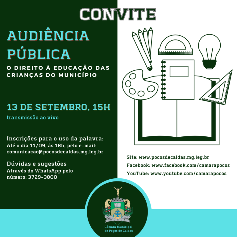 Audiência pública vai discutir o direito à educação das crianças de Poços