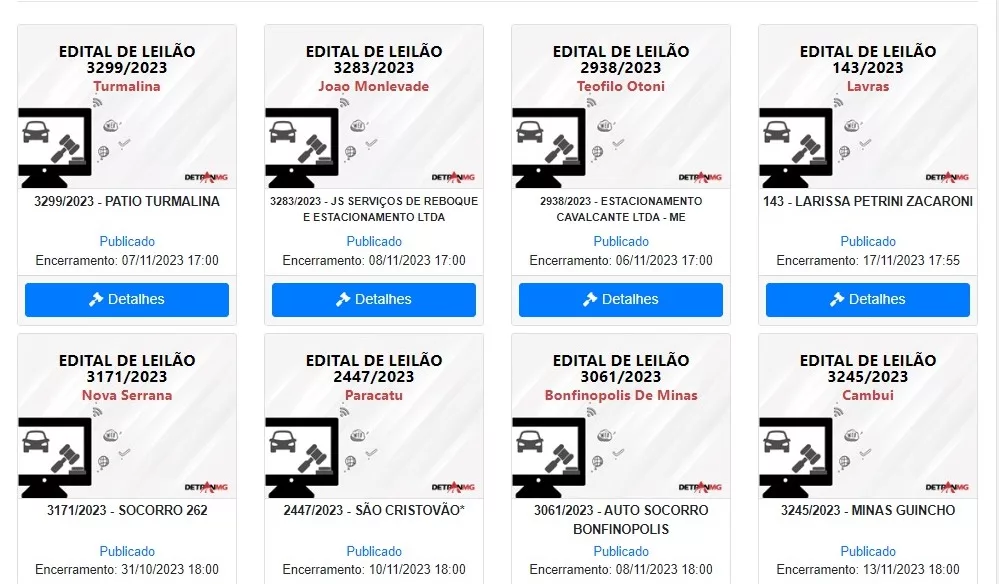 Detran tem 18 leilões agendados ainda este ano