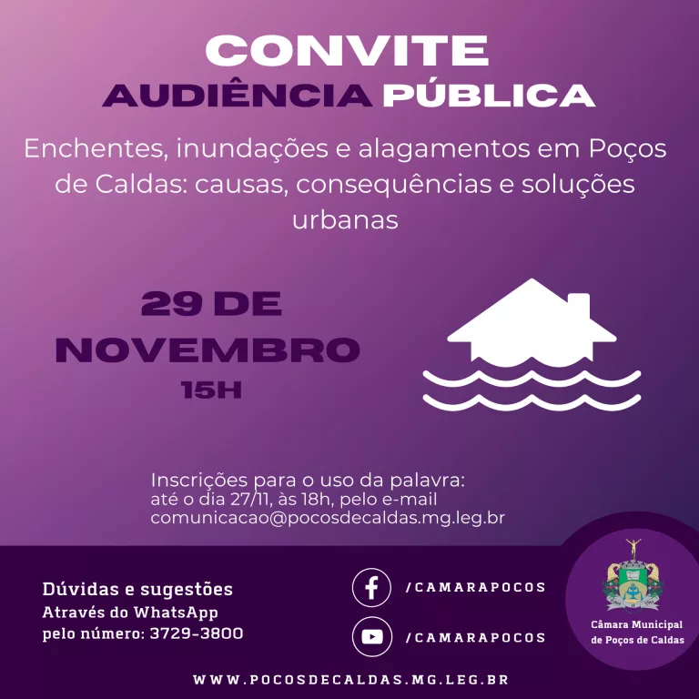 Audiência pública vai discutir enchentes em Poços de Caldas