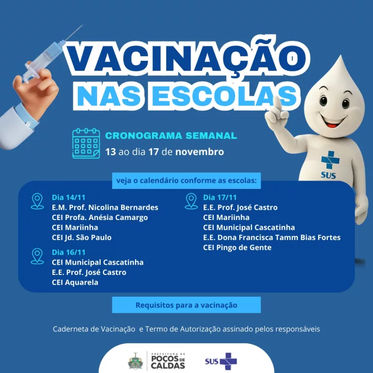 Campanha de vacinação nas escolas segue nesta semana