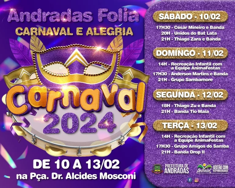 Carnaval em Andradas terá programação variada