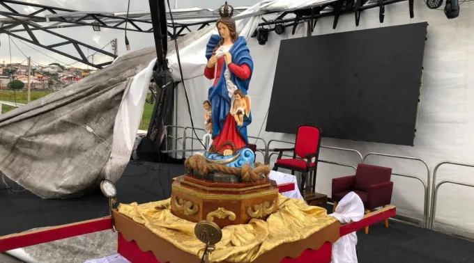 Temporal destrói santuário em Mogi das Cruzes; imagem de Nossa Senhora fica intacta