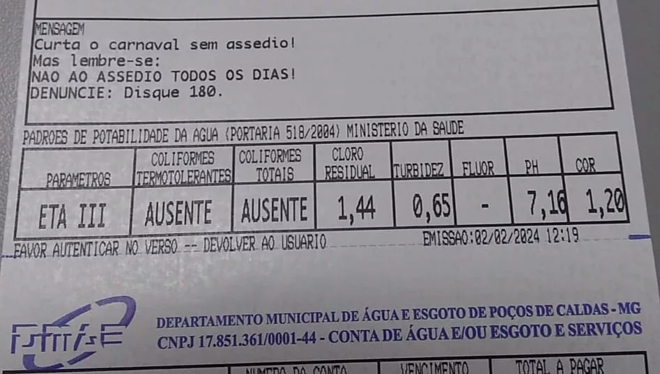 Carnaval sem assédio: DMAE adere à campanha em Poços