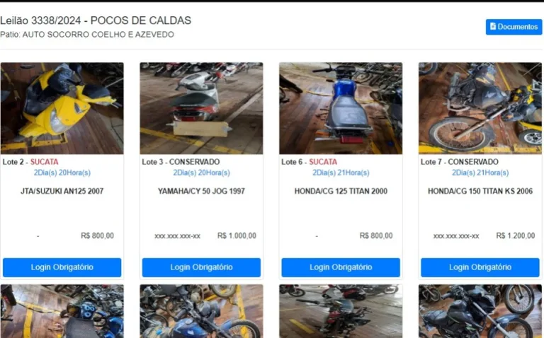 leilão, detran, lances, poçosdecaldas, veículos