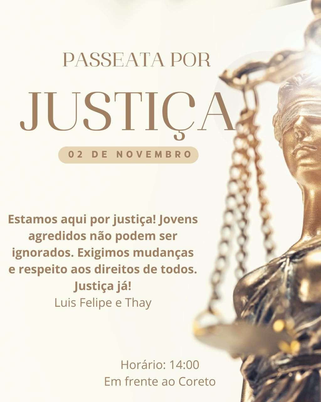 Familiares e amigos fazem passeata por justiça a jovem espancado