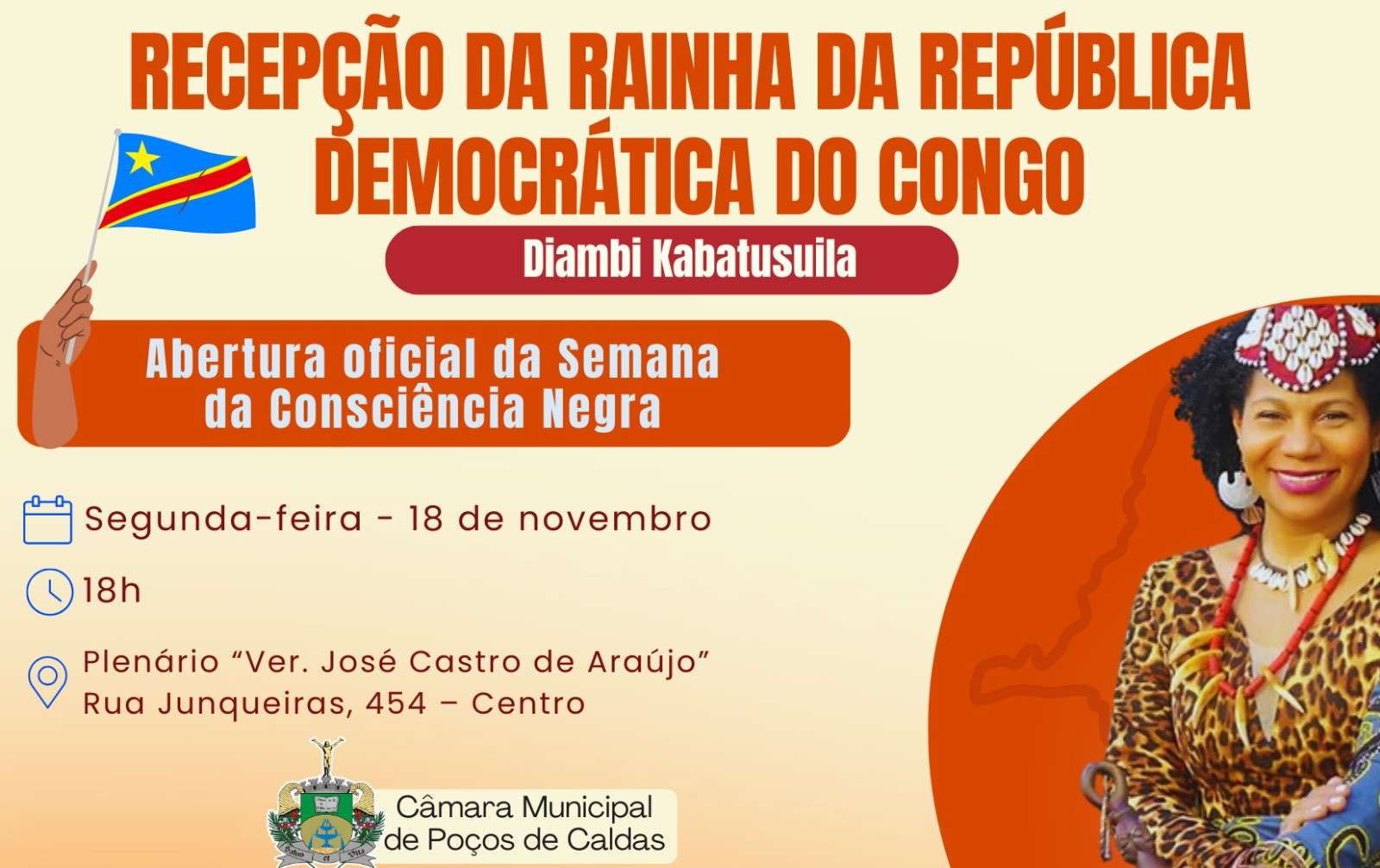 Rainha do Congo participa da abertura da Semana da Consciência Negra em Poços