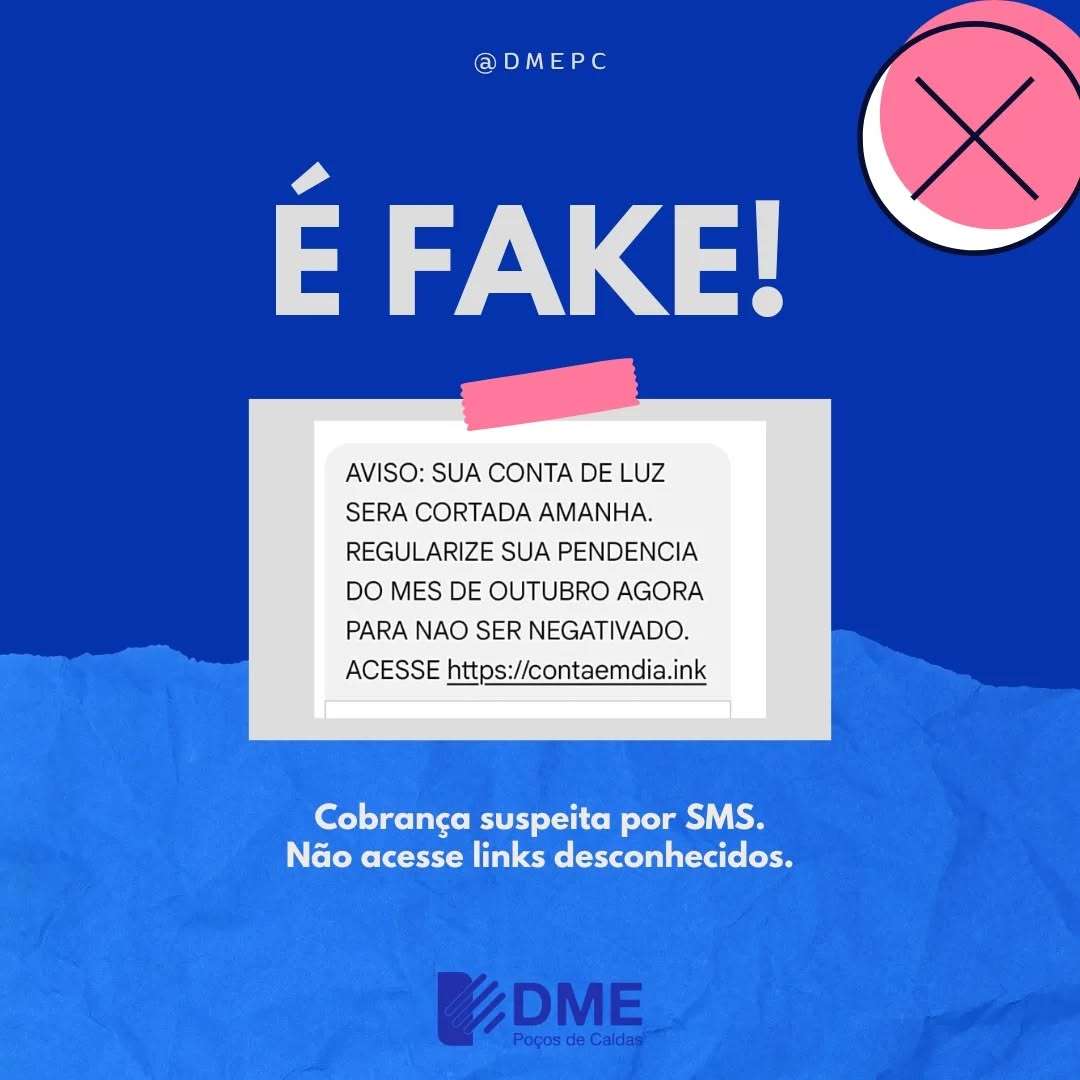 DME alerta sobre golpes via SMS envolvendo cobranças falsas