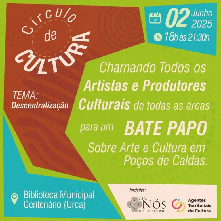 Círculo de Cultura convida artistas, produtores e agentes para debater descentralização cultural em Poços