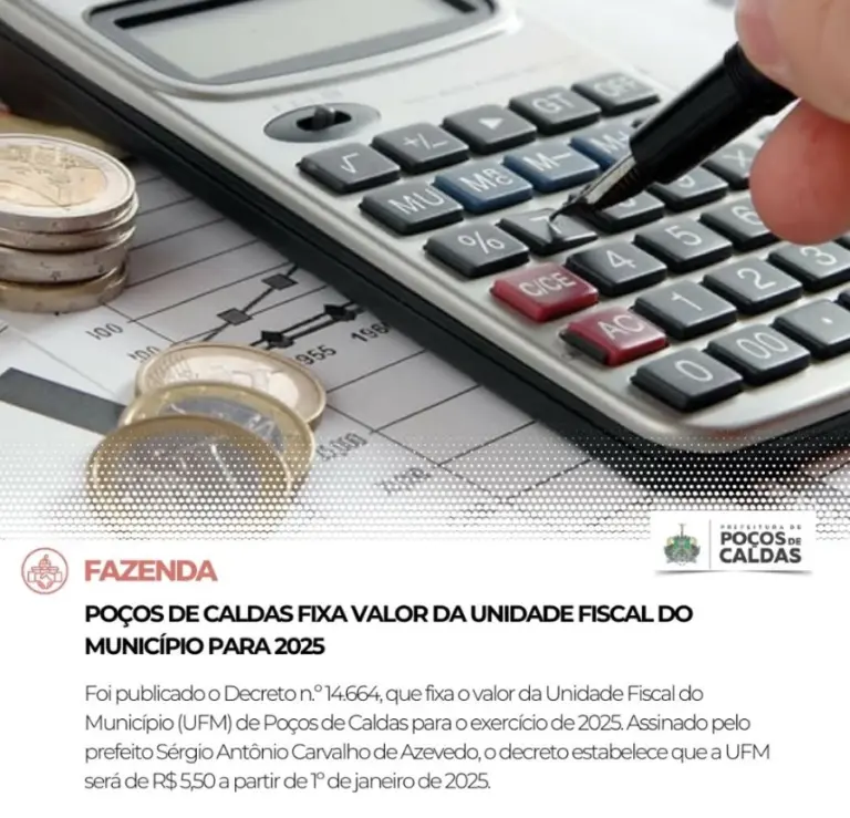 Poços de Caldas poderá adotar IPCA na atualização da Unidade Fiscal do Município