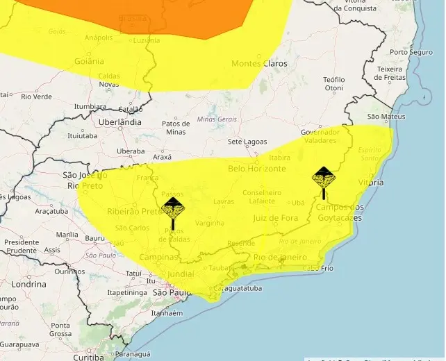 Inmet emite aviso de tempestade com ventos fortes e granizo; Poços de Caldas está entre aas cidades
