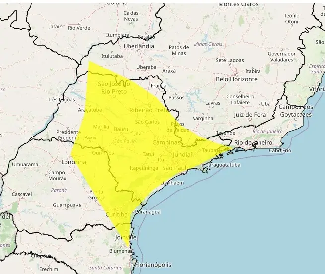 Inmet emite alerta de perigo de vendaval para Poços de Caldas