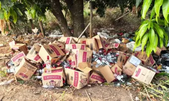 Cerca de 600 garrafas de vodka são descartadas clandestinamente em rodovia