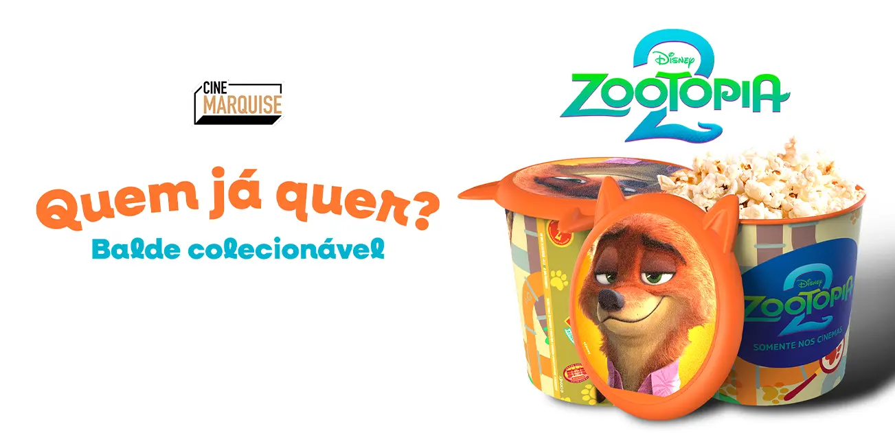 Zootopia 2 chega em grande estilo ao Cine Marquise com baldes colecionáveis exclusivos